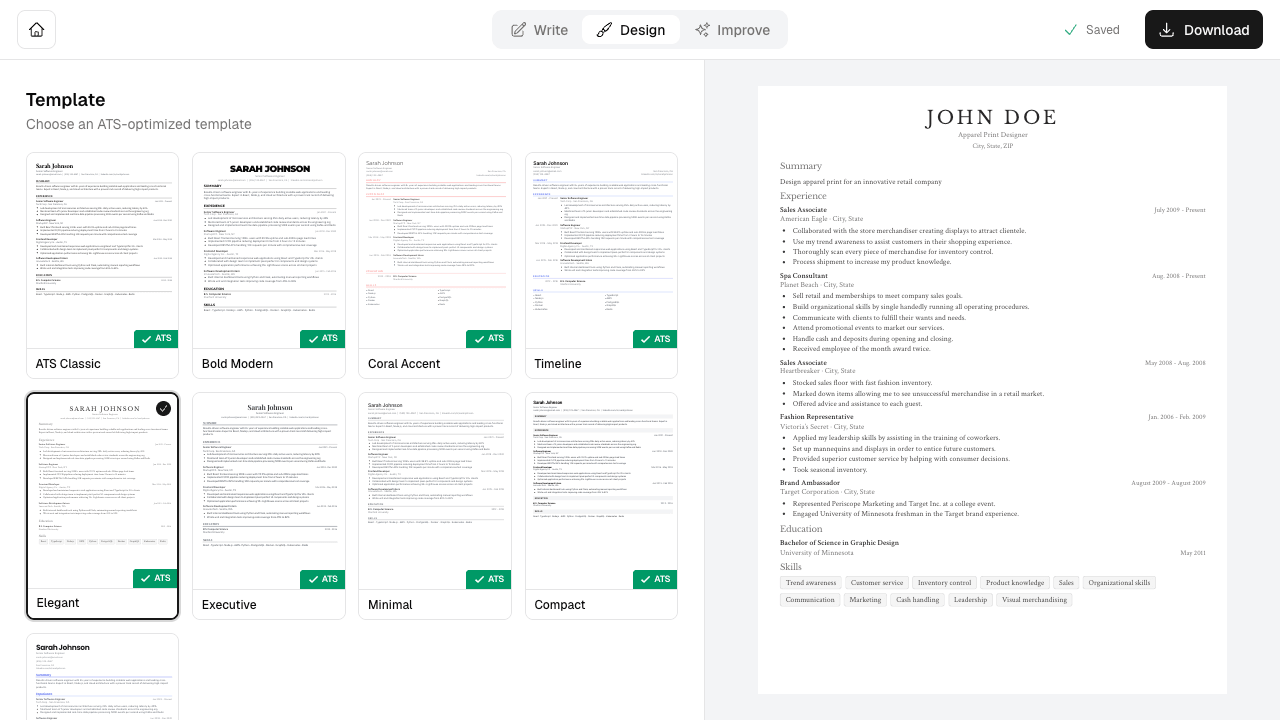Back End Developer resume templates